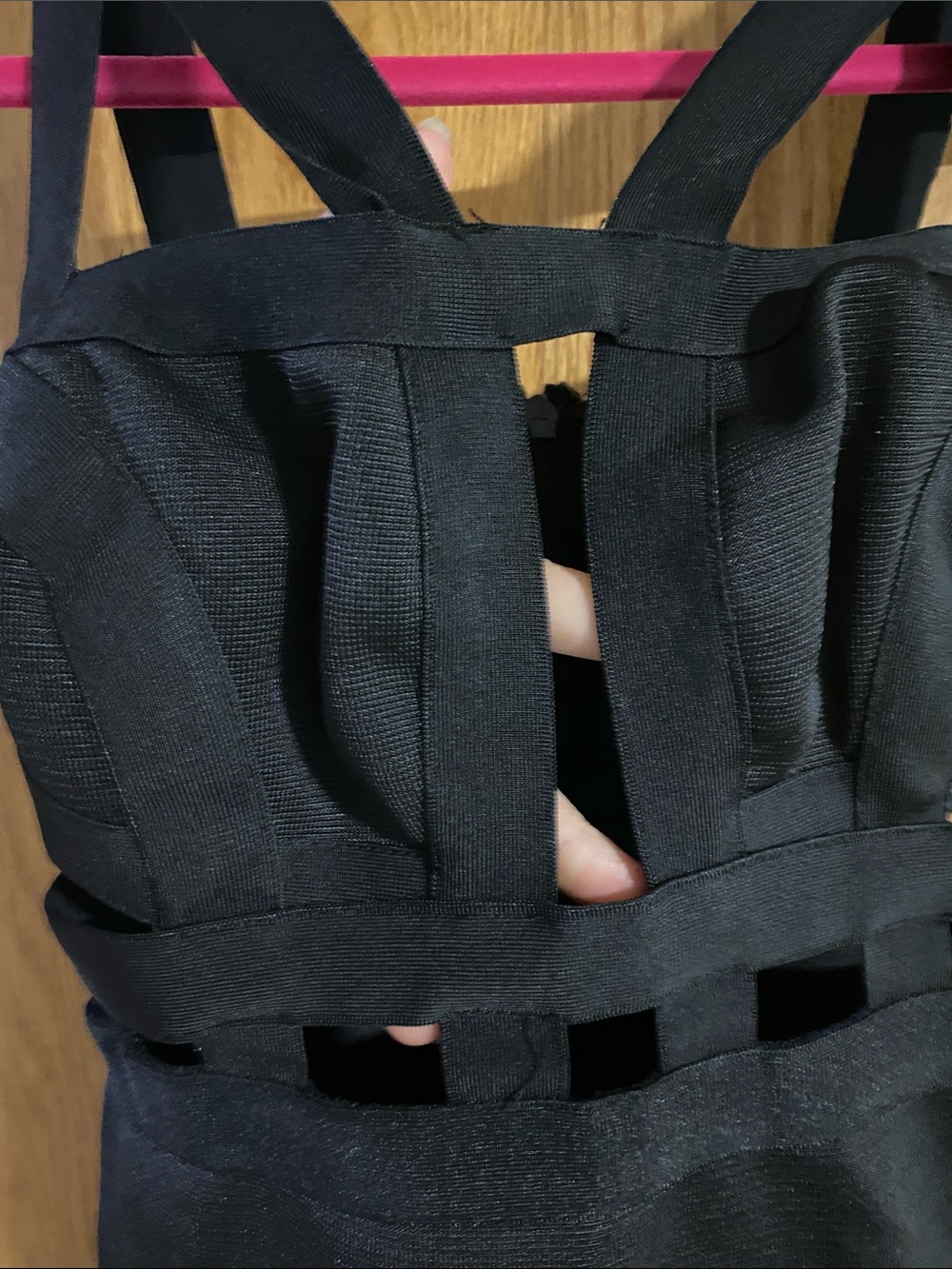 WOW couture Black Strappy Cutout Bodycon Mini Dress - Picture 3 of 4